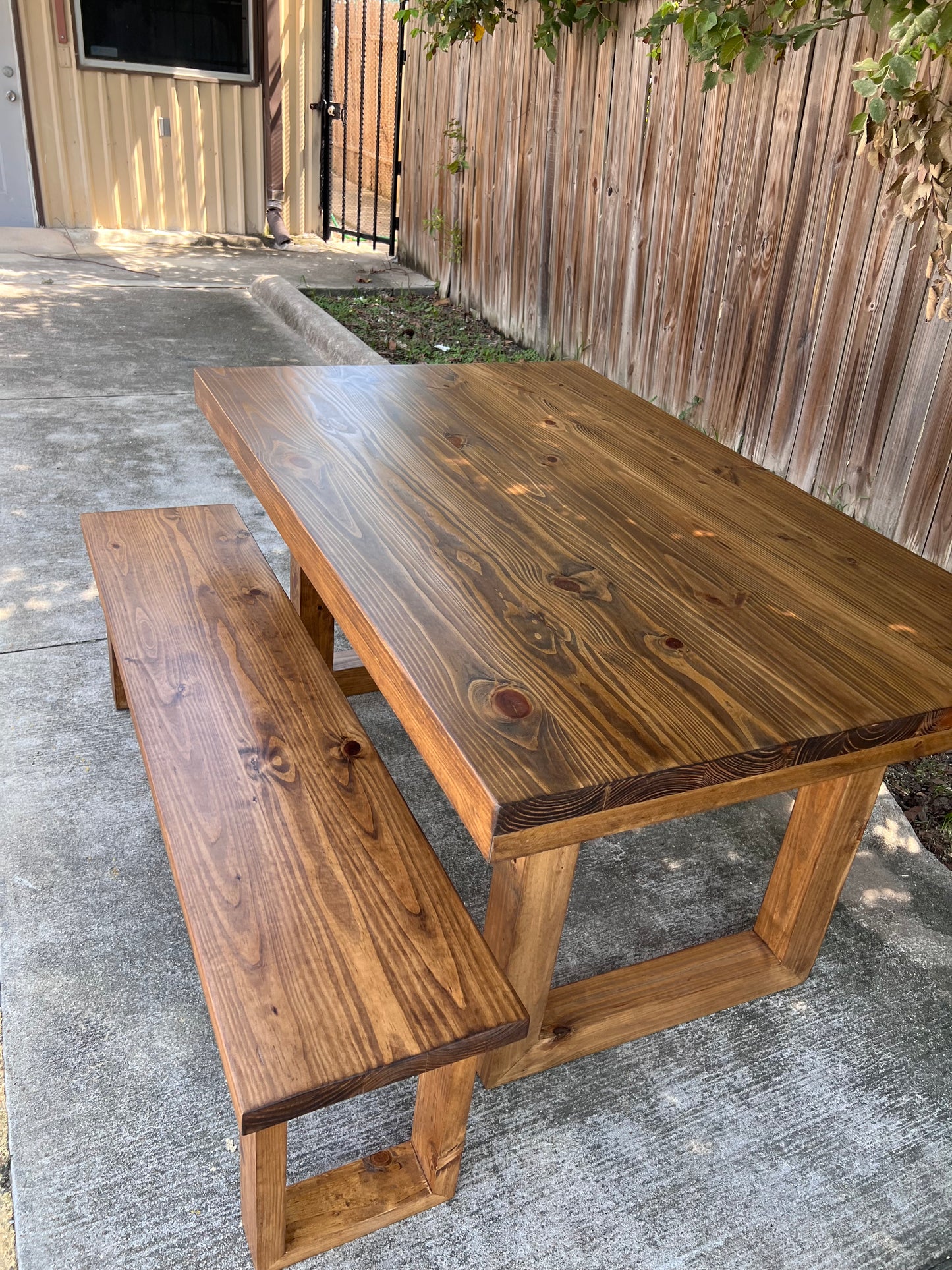 Elise Modern Rustic Dining Table & Bench Set Handcrafted Solid Wood Dining Table image 4