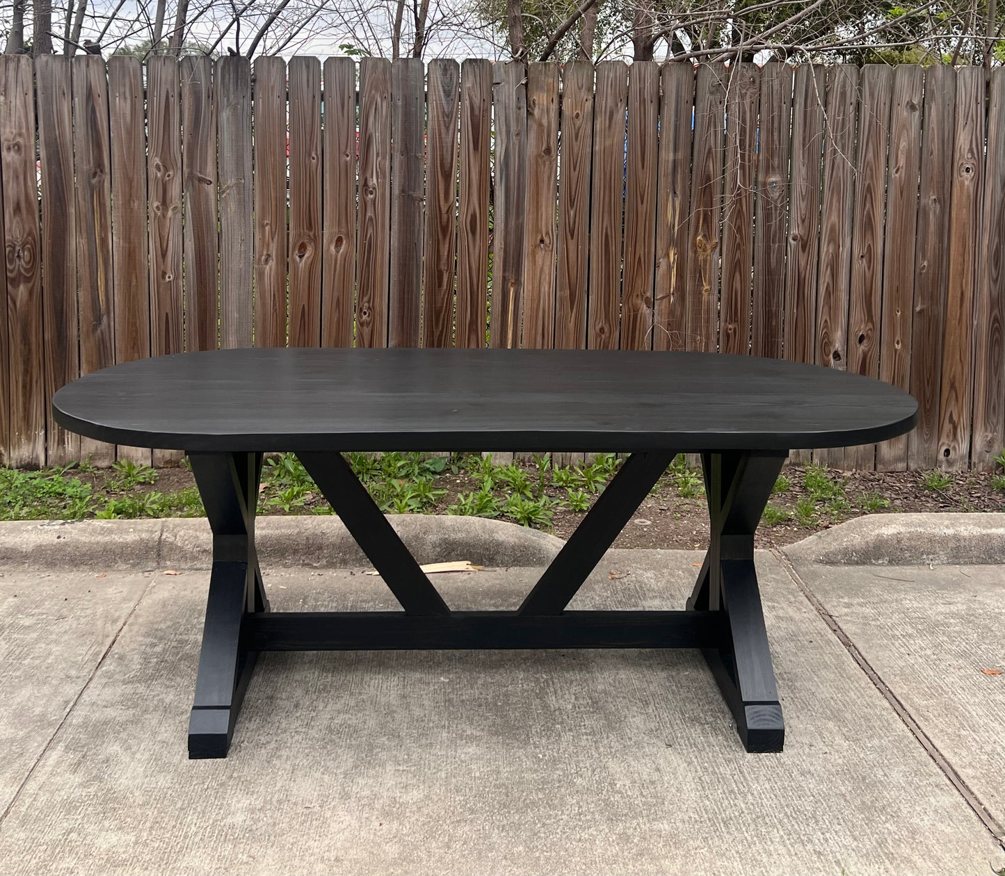 Belle Farmhouse Trestle Oval Dining Table - Handcrafted Solid Wood Dining Table image 0