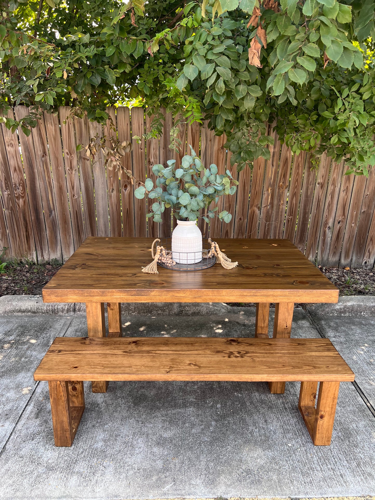 Elise Modern Rustic Dining Table & Bench Set Handcrafted Solid Wood Dining Table image 2