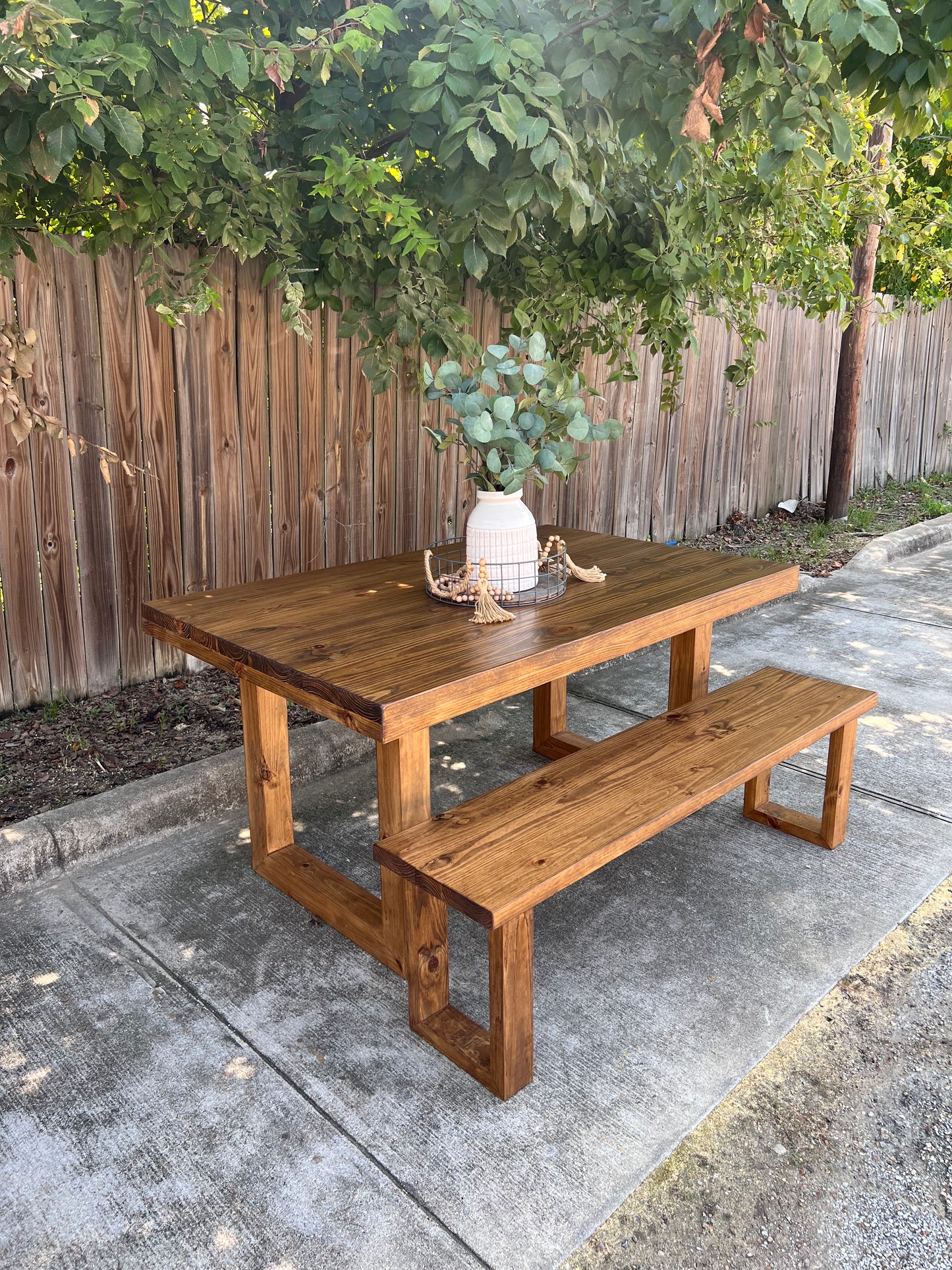 Elise Modern Rustic Dining Table & Bench Set Handcrafted Solid Wood Dining Table image 0