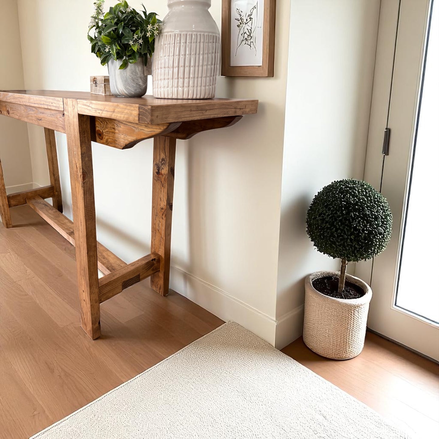 Noah Console Table – Solid Wood Farmhouse Entry Table | Handcrafted Rustic Console | Custom Size Narrow Hall Table