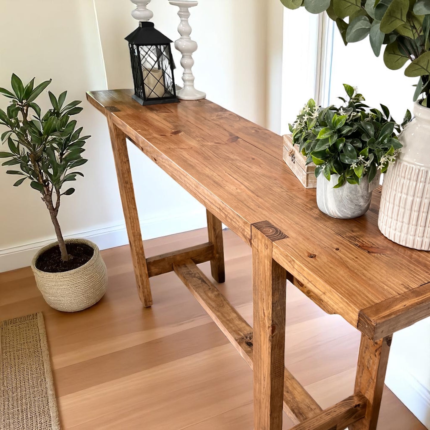 Noah Console Table – Solid Wood Farmhouse Entry Table | Handcrafted Rustic Console | Custom Size Narrow Hall Table
