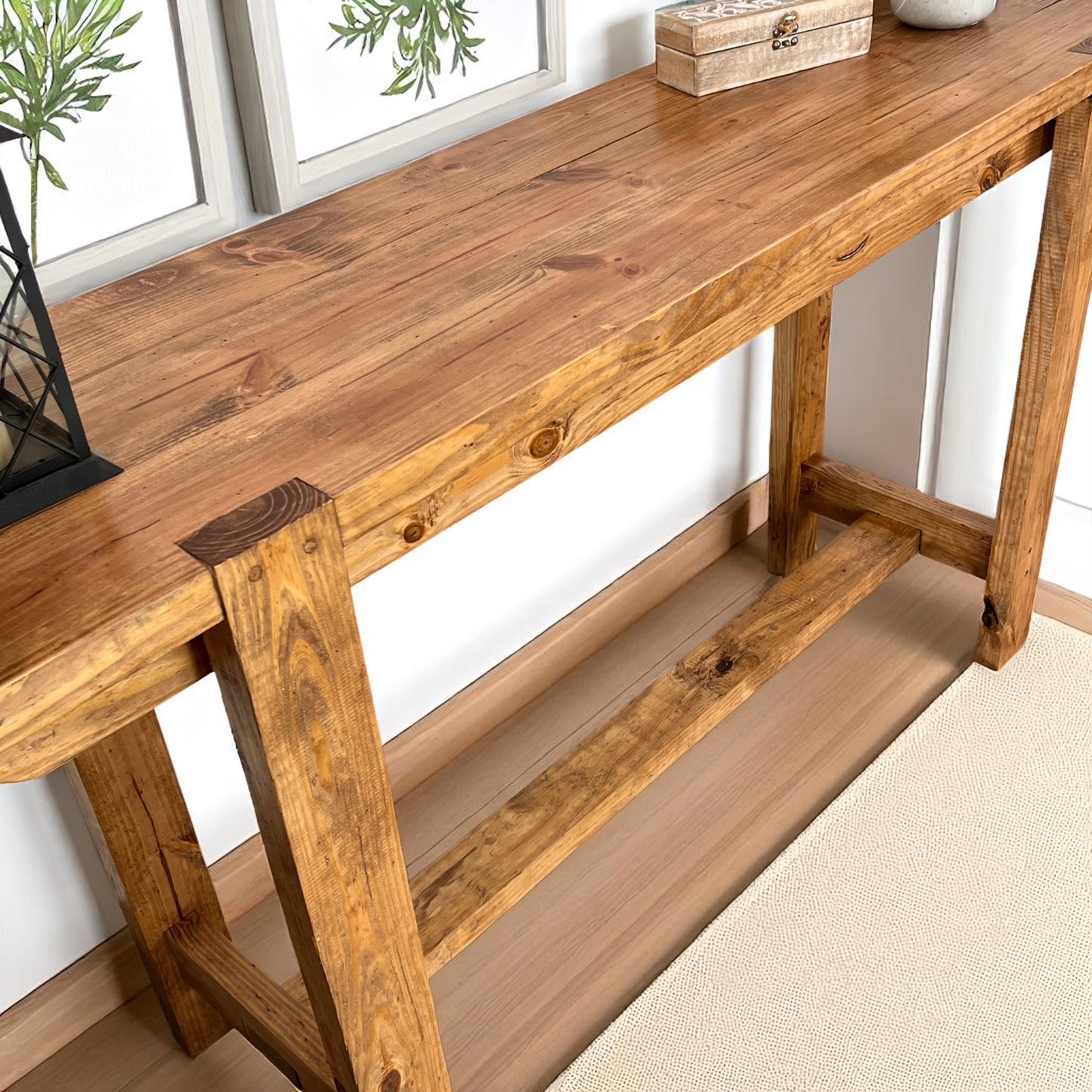 Noah Console Table – Solid Wood Farmhouse Entry Table | Handcrafted Rustic Console | Custom Size Narrow Hall Table