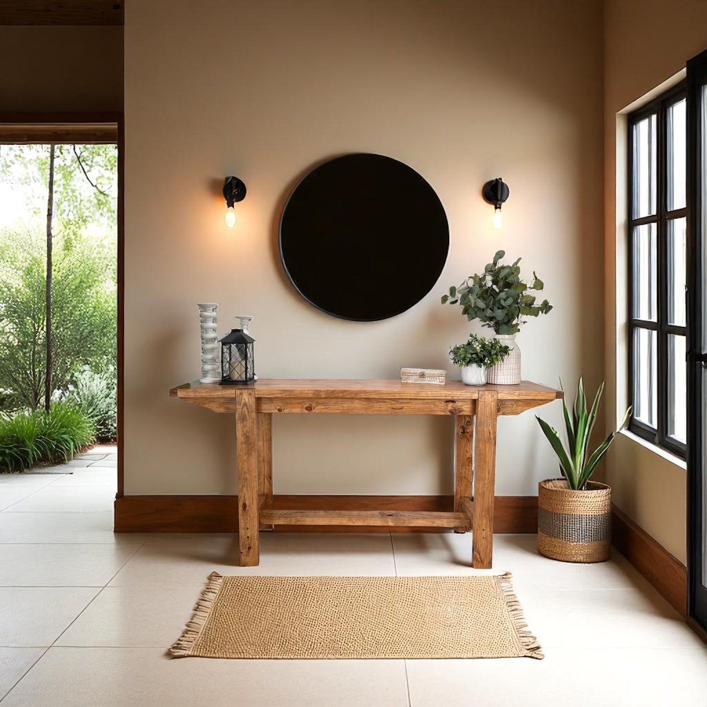 Noah Console Table – Solid Wood Farmhouse Entry Table | Handcrafted Rustic Console | Custom Size Narrow Hall Table