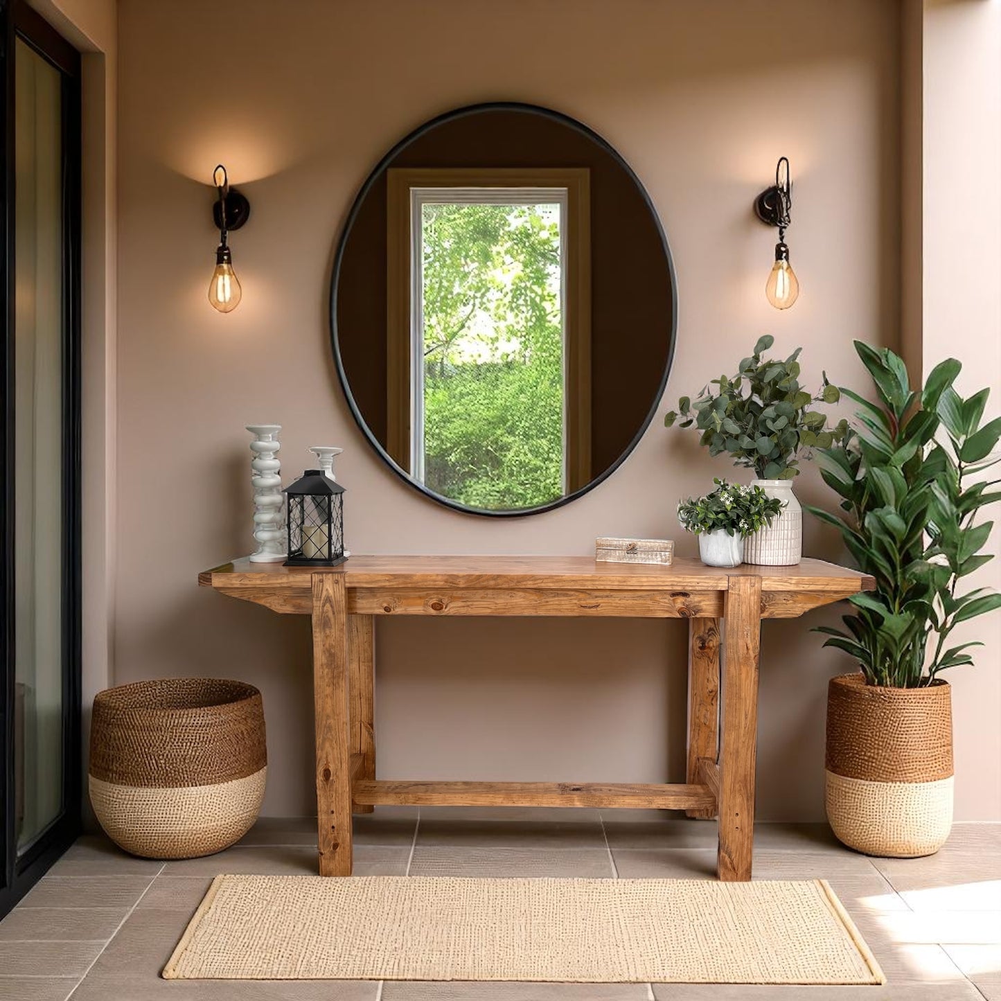 Noah Console Table – Solid Wood Farmhouse Entry Table | Handcrafted Rustic Console | Custom Size Narrow Hall Table