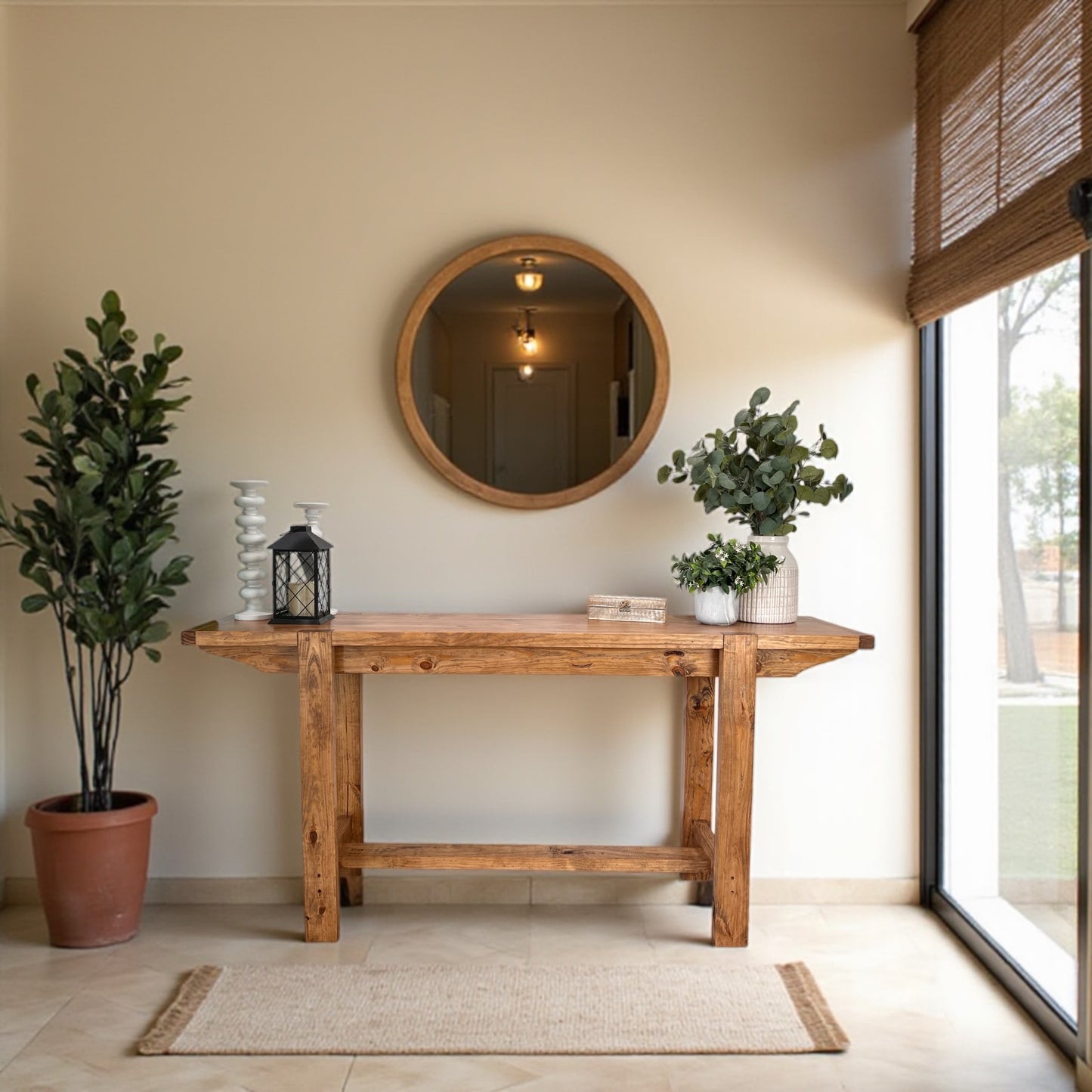 Noah Console Table – Solid Wood Farmhouse Entry Table | Handcrafted Rustic Console | Custom Size Narrow Hall Table