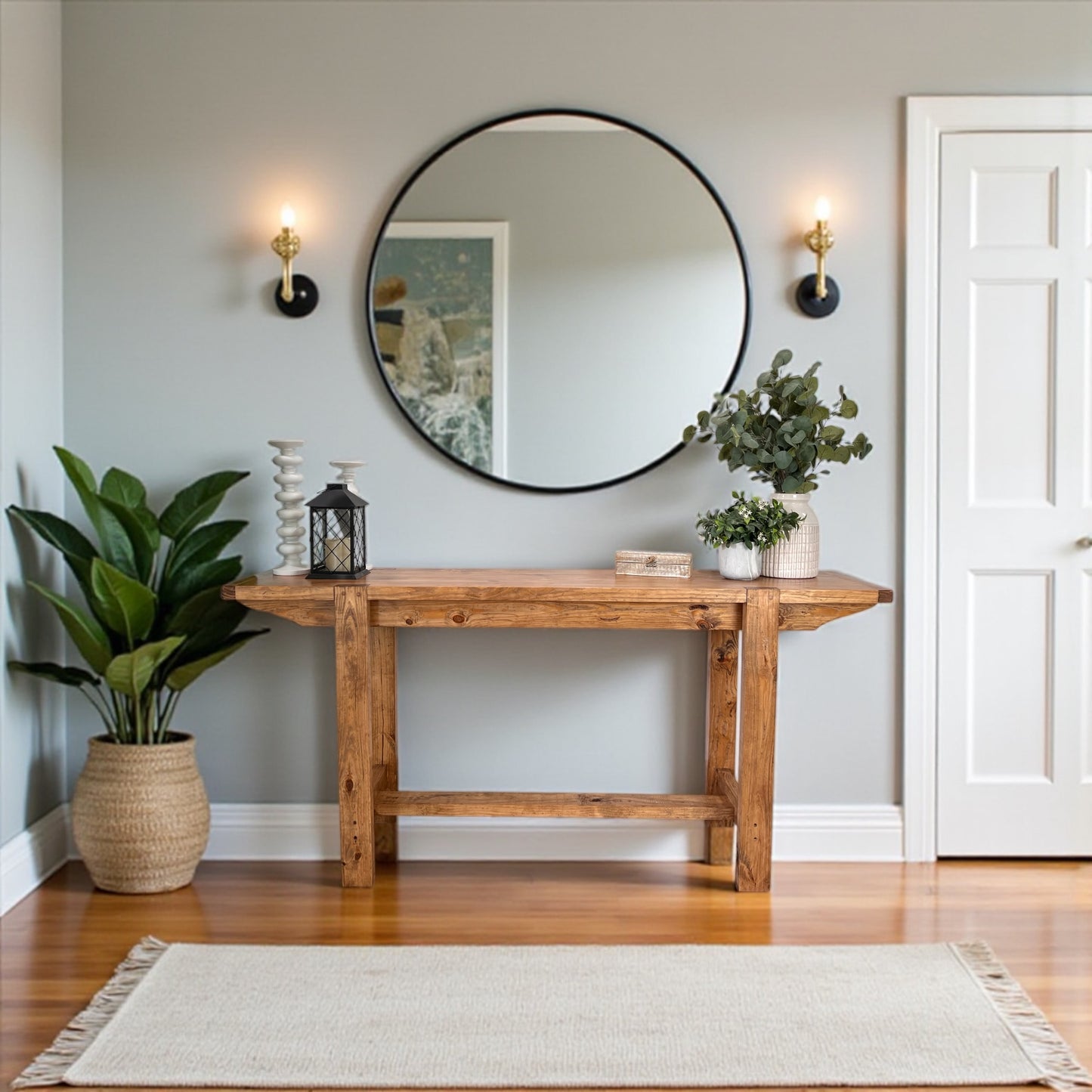 Noah Console Table – Solid Wood Farmhouse Entry Table | Handcrafted Rustic Console | Custom Size Narrow Hall Table