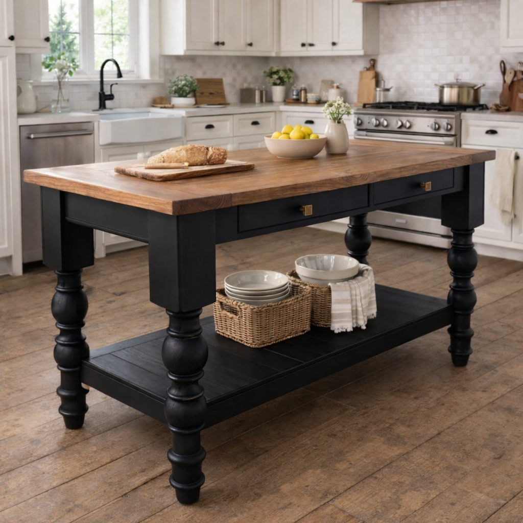 Solid Wood Kitchen Island with Drawers - Handcrafted – CR Woodworks