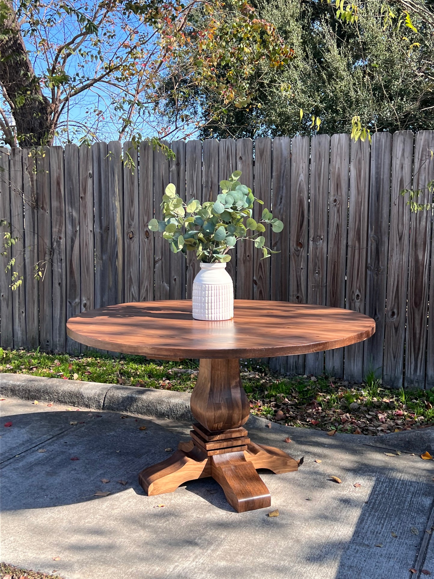 Amora Round Rustic Dining Table - Handcrafted Solid Wood Dining image 0