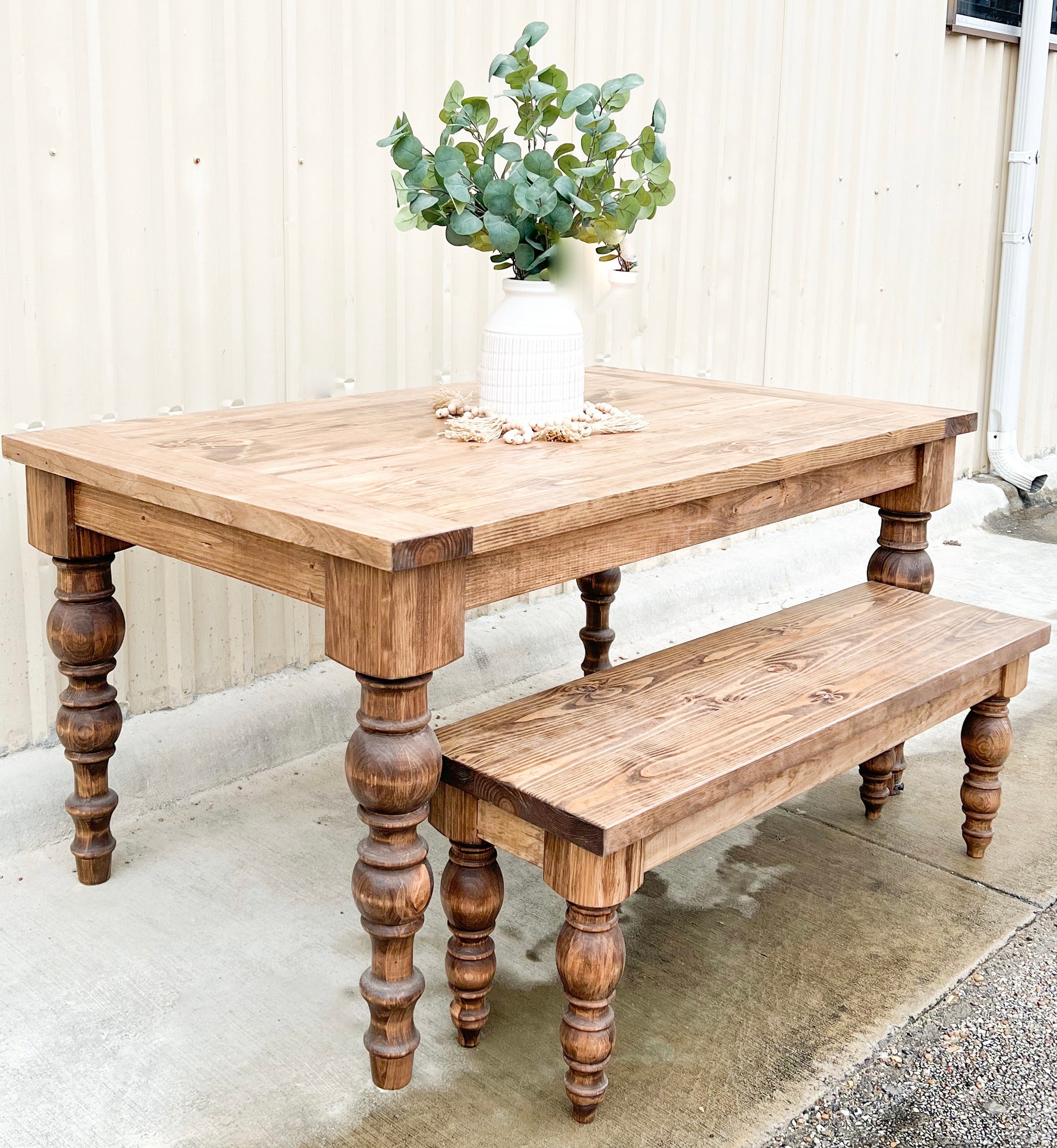 Dasha Dining Table & Bench Set - Handcrafted Solid Wood Dining Table Set image 0