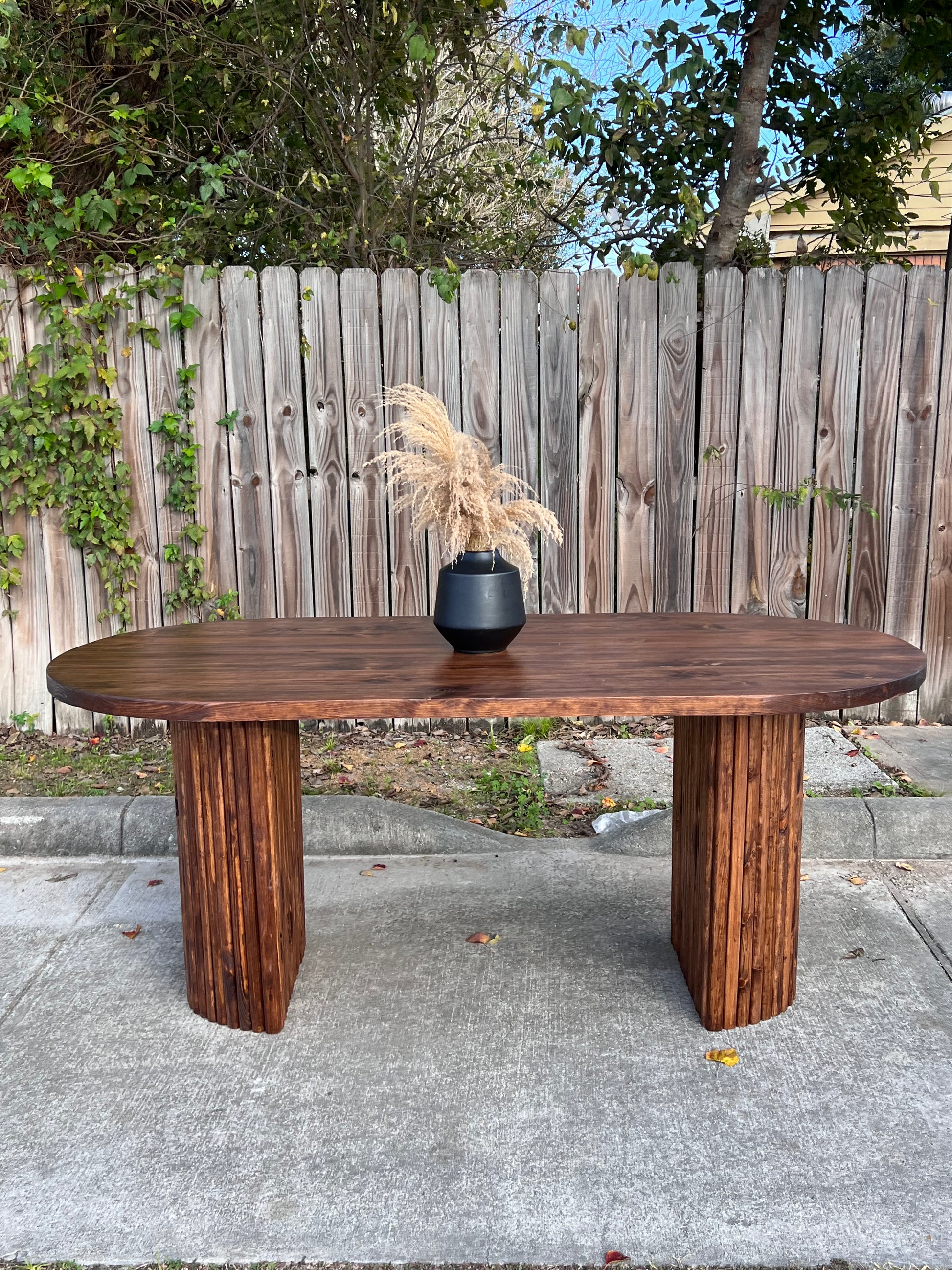 Celeste Modern Rustic Oval Dining Table - Handcrafted Solid Wood Dining Table image 0