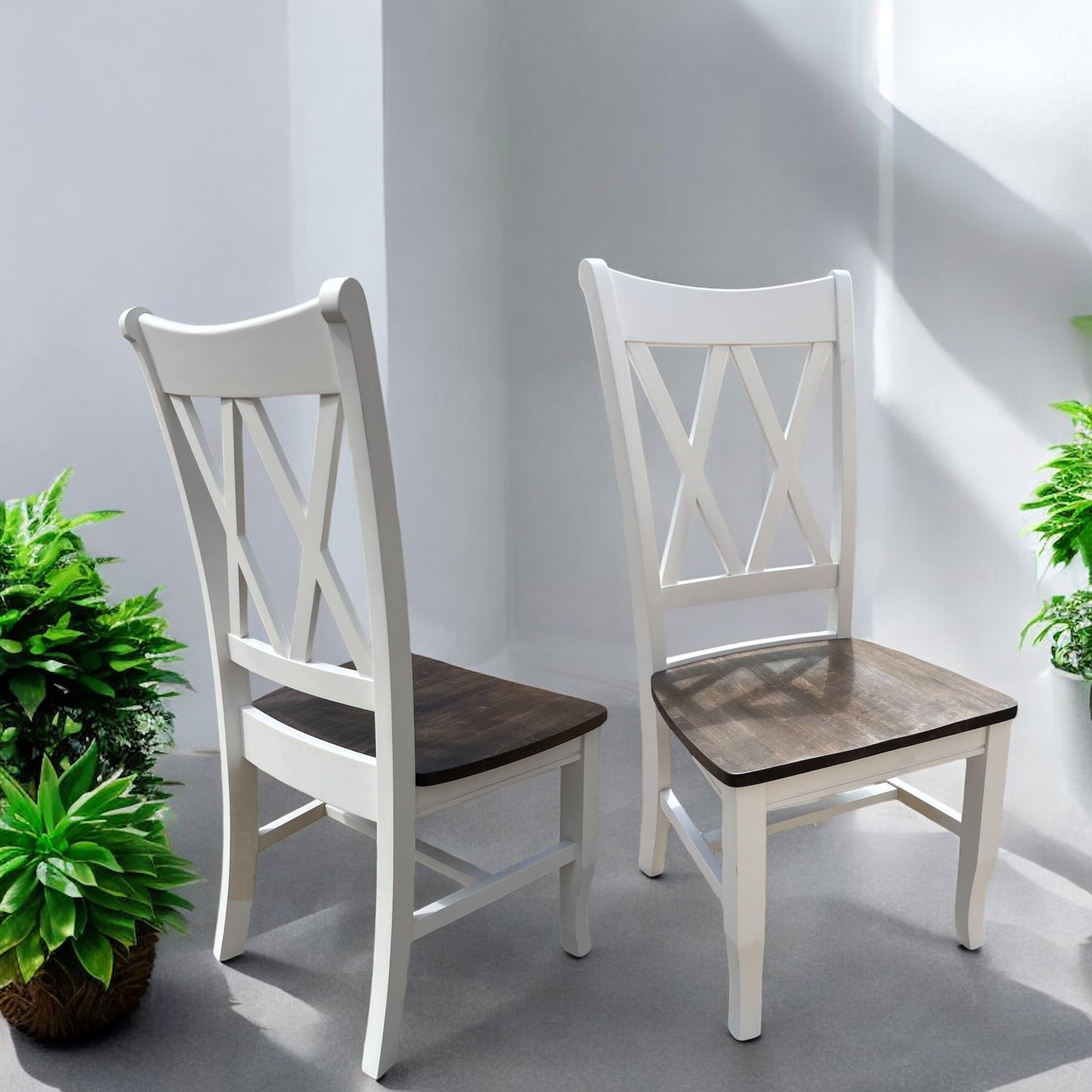 Magnolia Double X-Back Dining Wood Chair - Set of 2 Chairs image 0