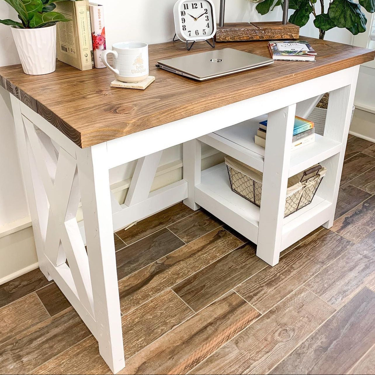 Farmhouse Solid Wood Desk - Handcrafted made in texas