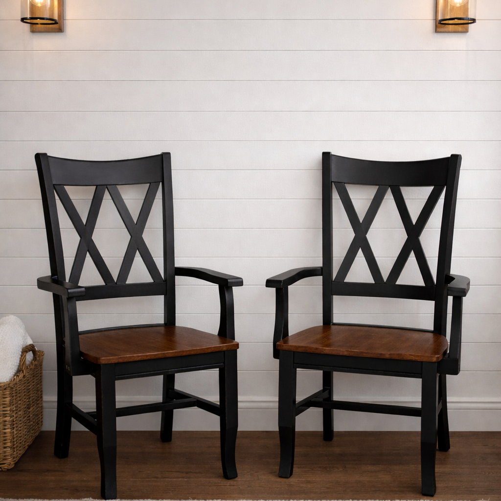 Farmhouse Solid Wood Dining Chairs handcrafted in Texas