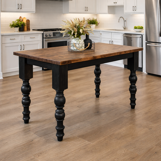 handcrafted solid wood kitchen island with birch butcher block top built in Texas