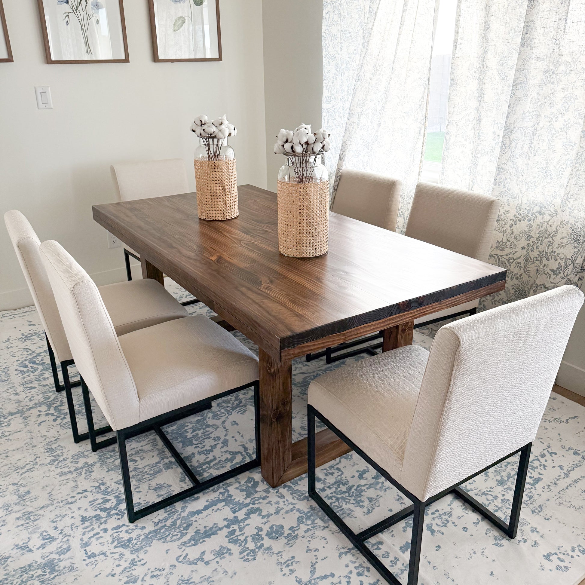 Handcrafted solid wood Modern dining table, built in Texas