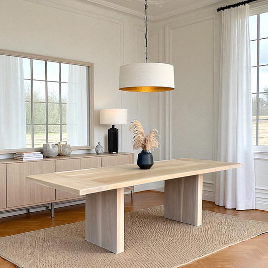 Lumen Solid White Oak Modern Dining Table - Handcrafted Wood Dining Table
