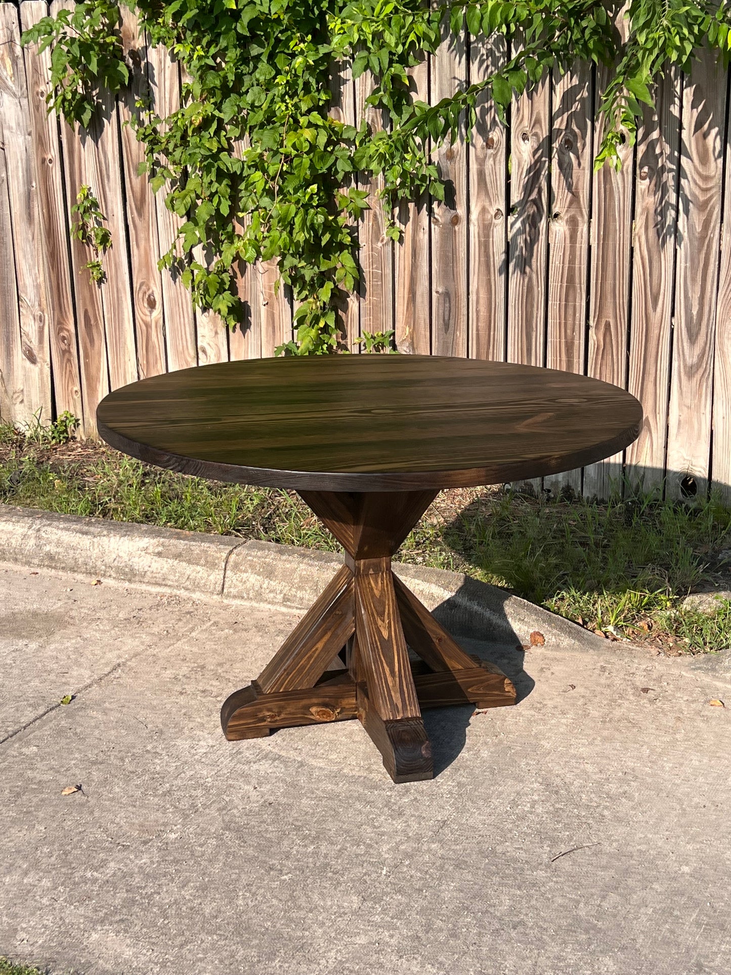 Solid Wood Round Dining Table & Curved Bench Set - Stella -  Farmhouse - Handcrafted