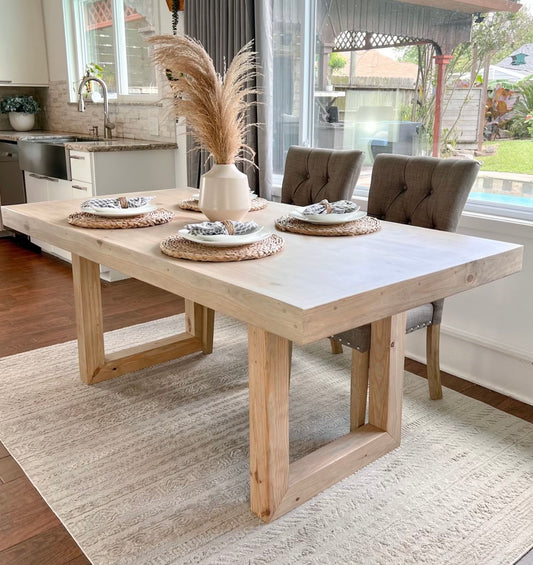 Elise Solid Wood Modern Rustic DiningTable - Handcrafted