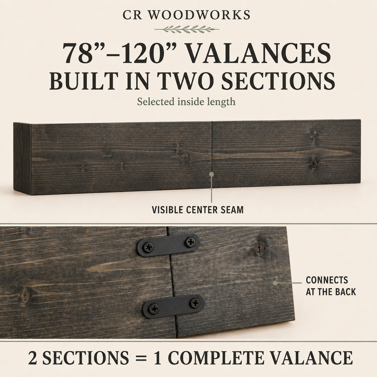 Window Valance Cornice - Rustic  Wood Pelmet box - Decorative Window Treatment