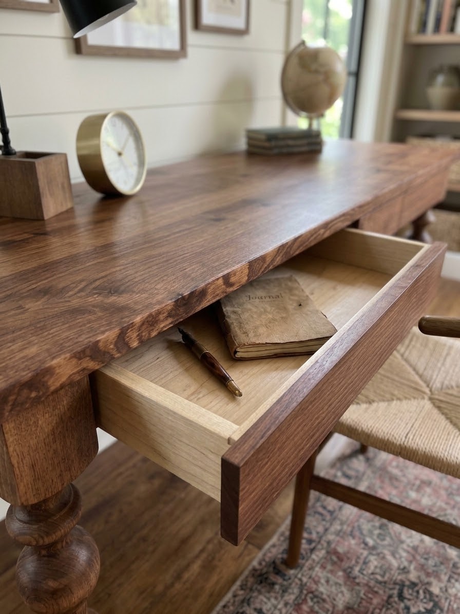 Solid Wood Desk with Drawers - Handcrafted Wooden Desk - Olivia