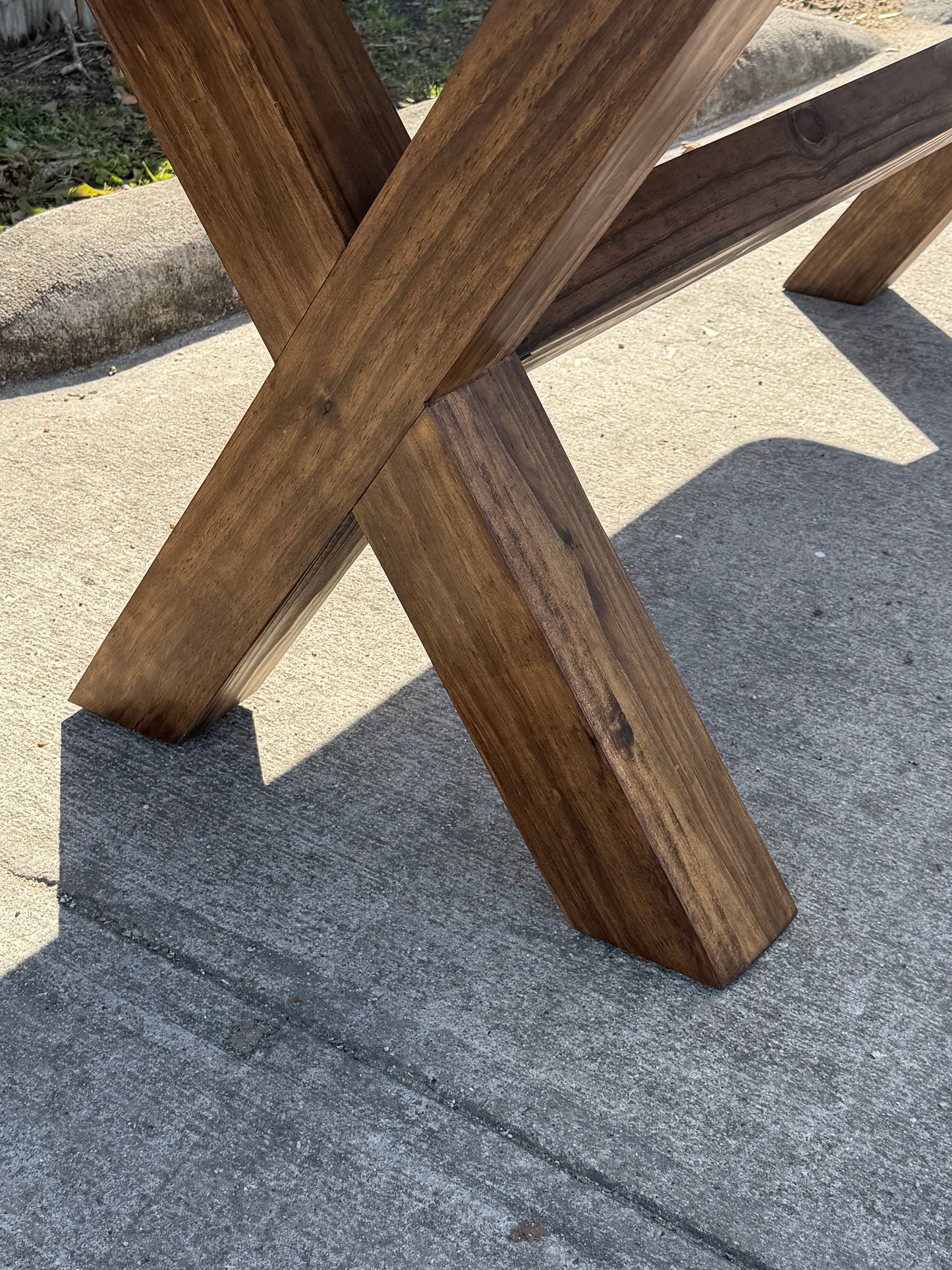 Solid Wood Farmhouse Dining Table with X Legs - Handcrafted Modern Rustic - Calista