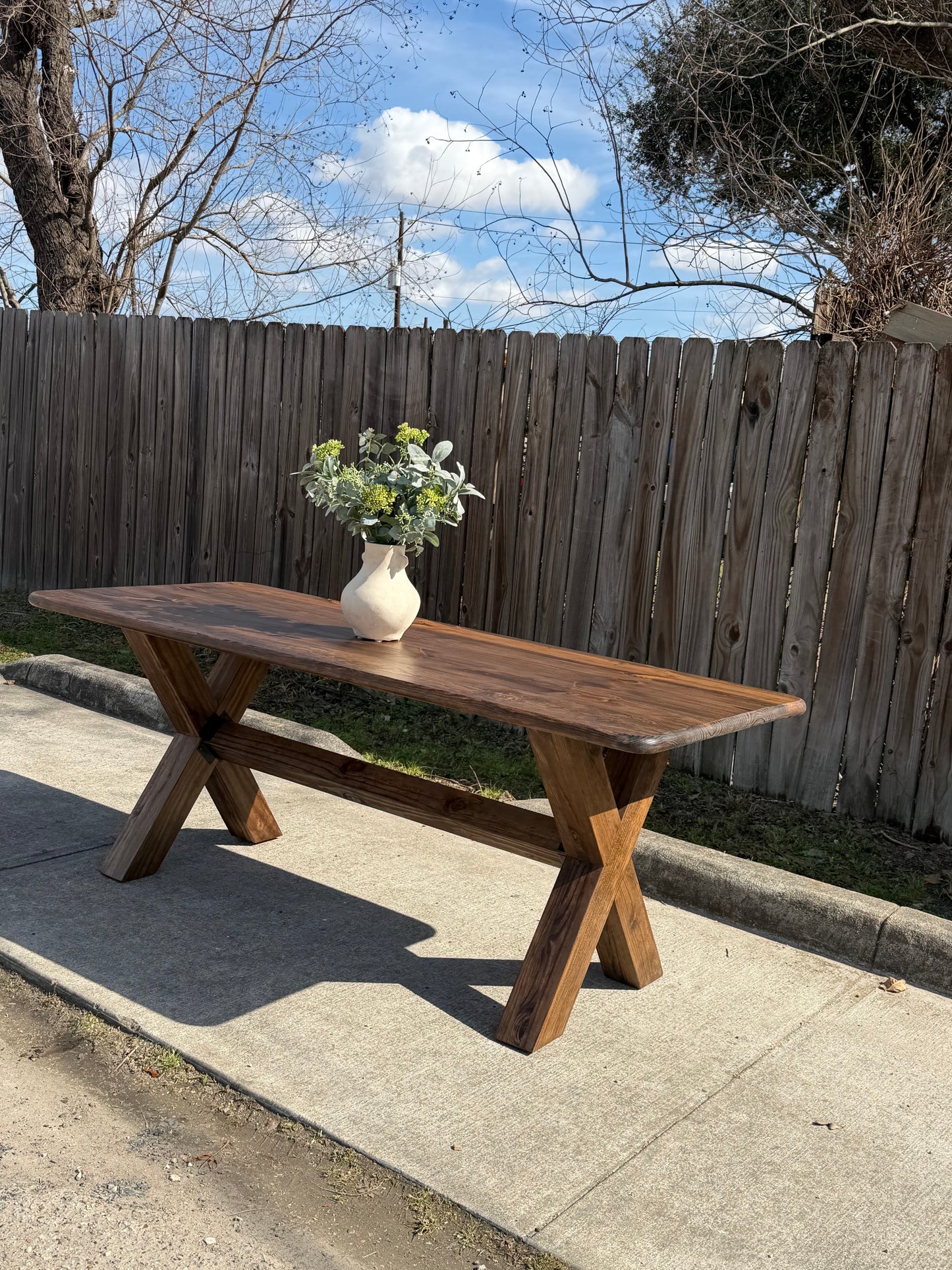 Solid Wood Farmhouse Dining Table with X Legs - Handcrafted Modern Rustic - Calista