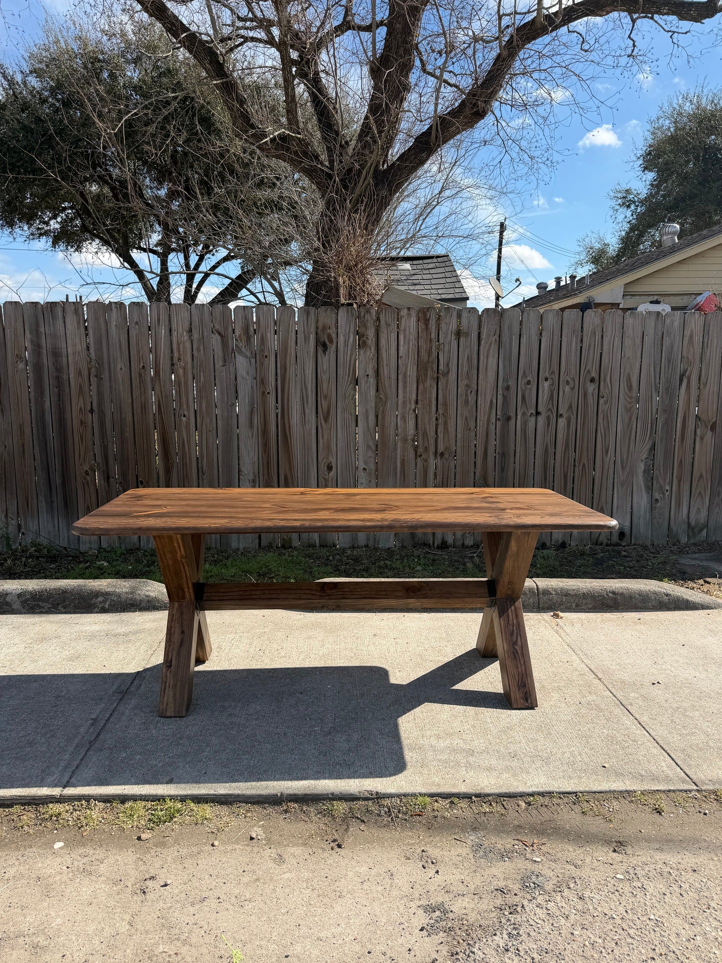 Solid Wood Farmhouse Dining Table with X Legs - Handcrafted Modern Rustic - Calista
