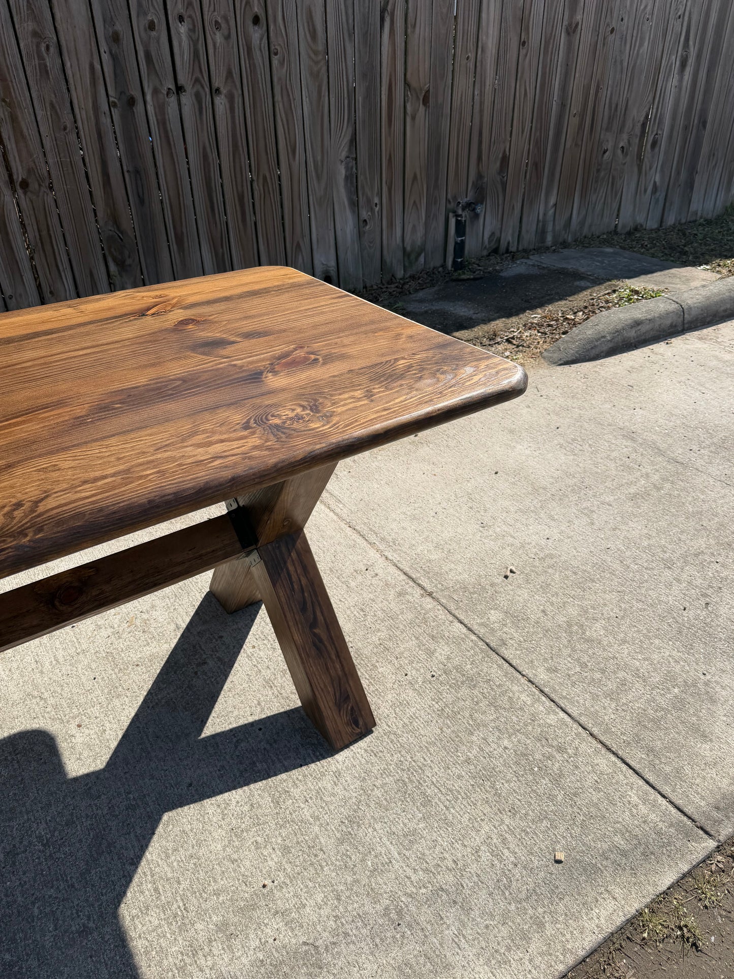 Solid Wood Farmhouse Dining Table with X Legs - Handcrafted Modern Rustic - Calista