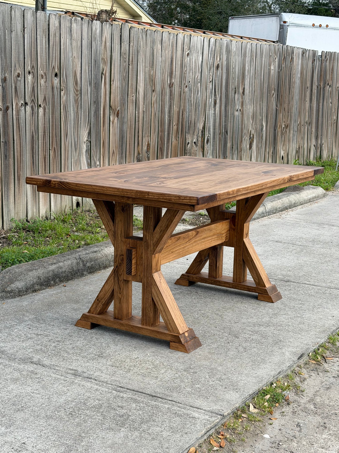 Solid Wood Dining Table Trestle Legs - Valoris - Farmhouse - Handcrafted