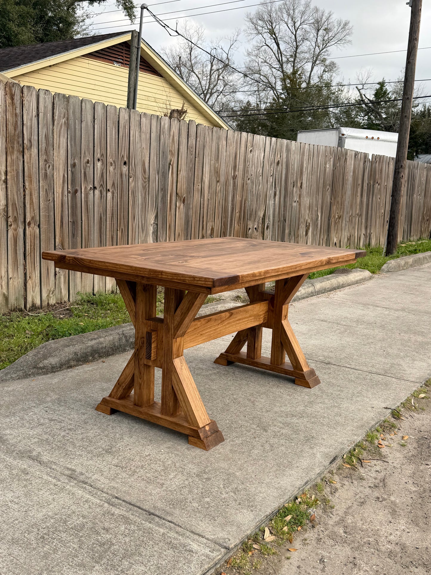 Solid Wood Dining Table Trestle Legs - Valoris - Farmhouse - Handcrafted