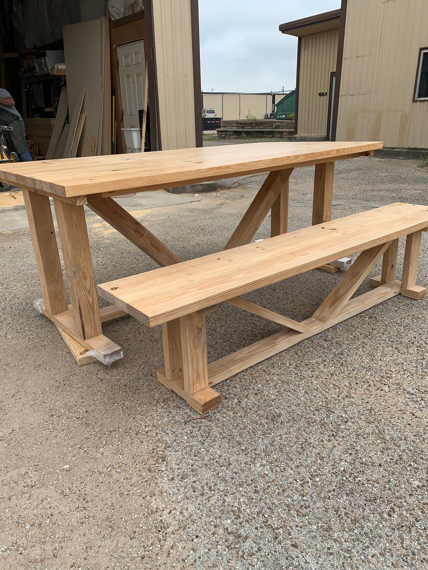 Solid Wood Farmhouse Dining Table & Bench Set - Handcrafted Modern Rustic - Savannah