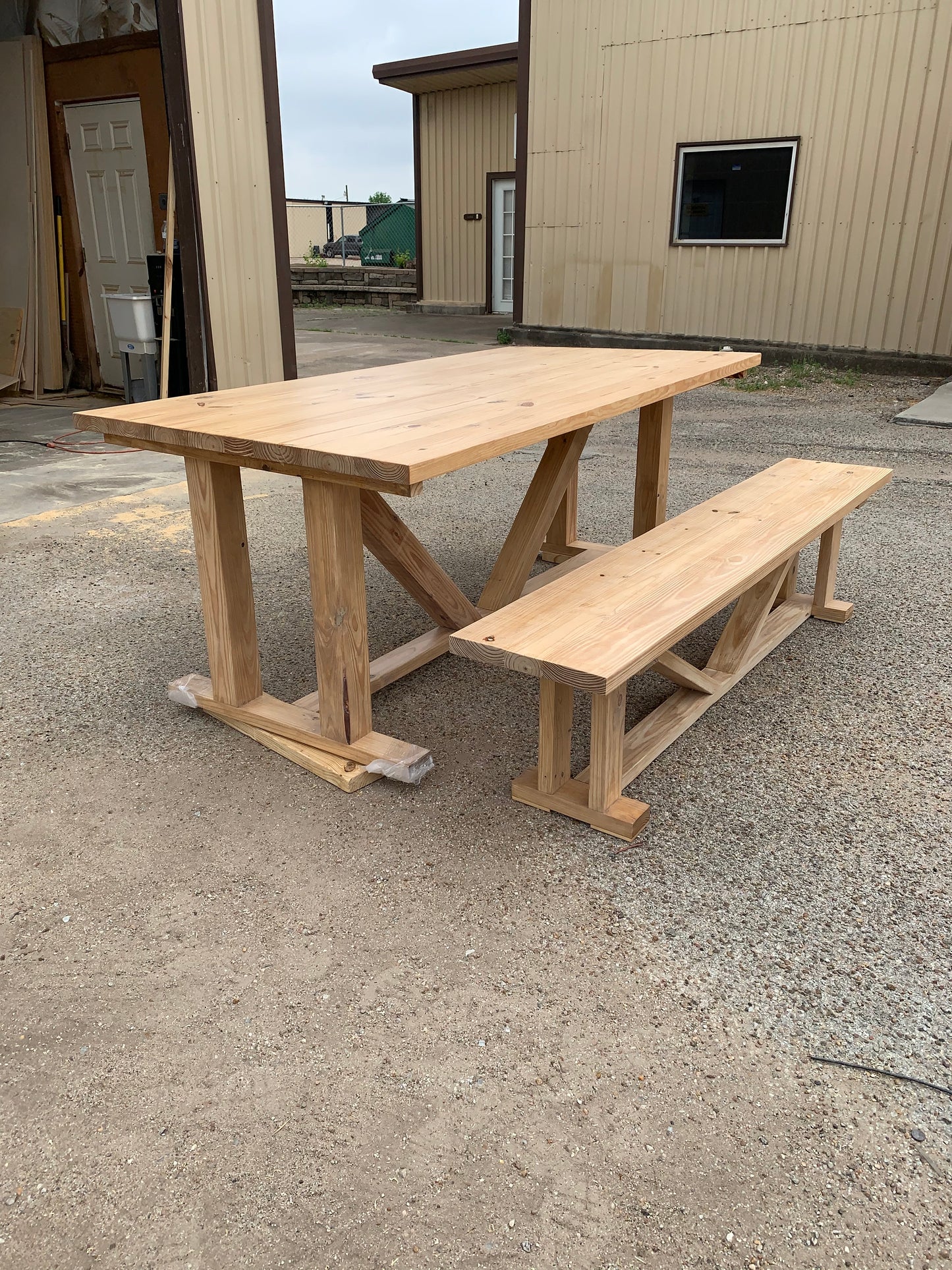 Solid Wood Farmhouse Dining Table & Bench Set - Handcrafted Modern Rustic - Savannah
