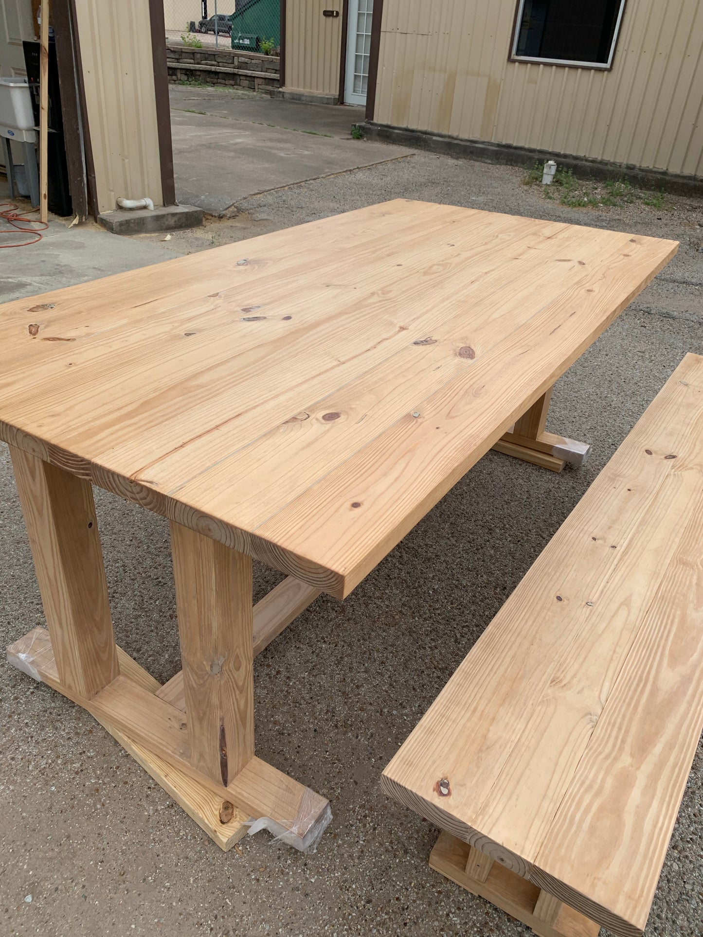 Solid Wood Farmhouse Dining Table & Bench Set - Handcrafted Modern Rustic - Savannah