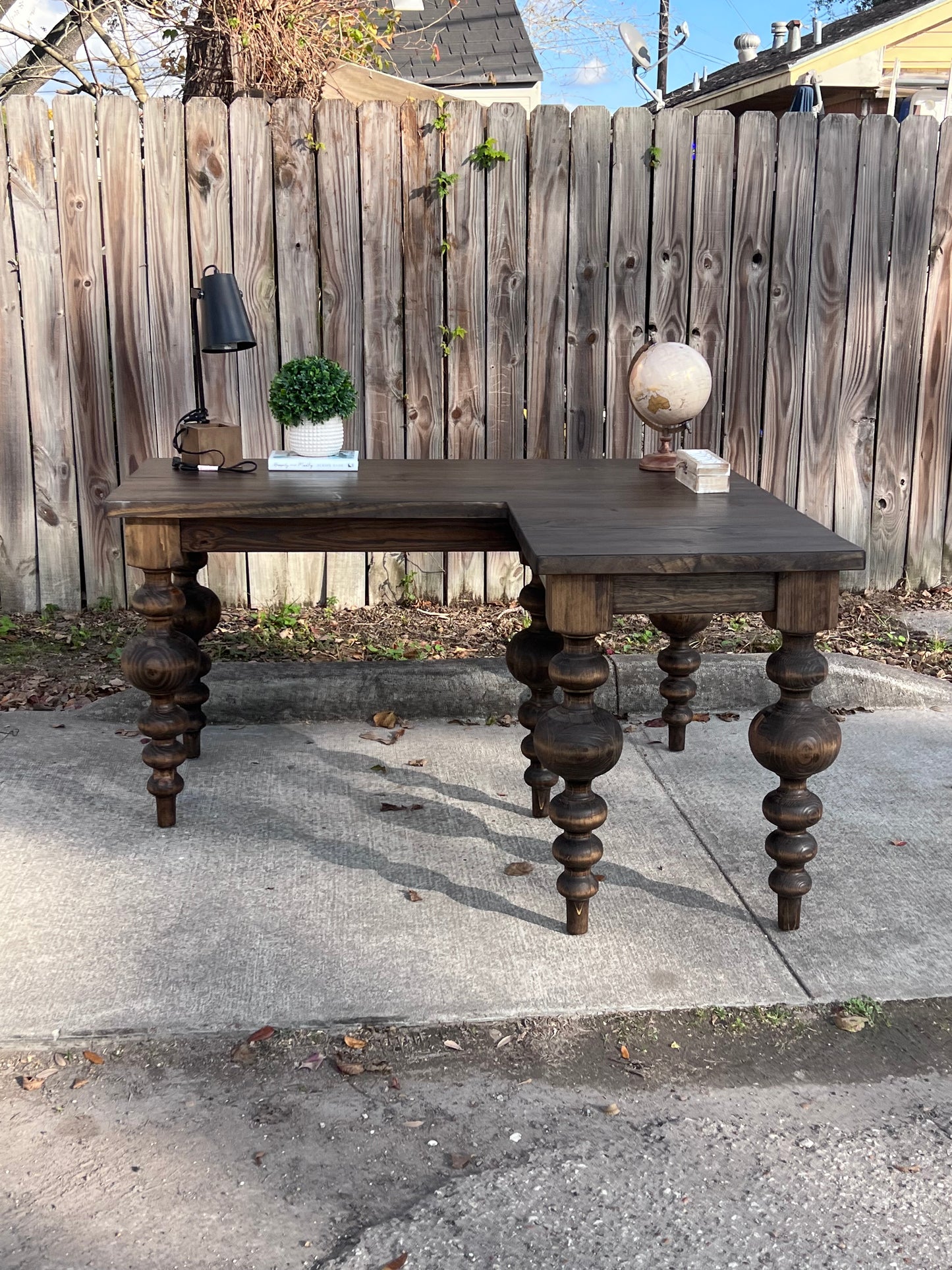 Solid Wood L Shape Desk – Custom Handcrafted Executive Corner Desk - Arden - Made in Texas