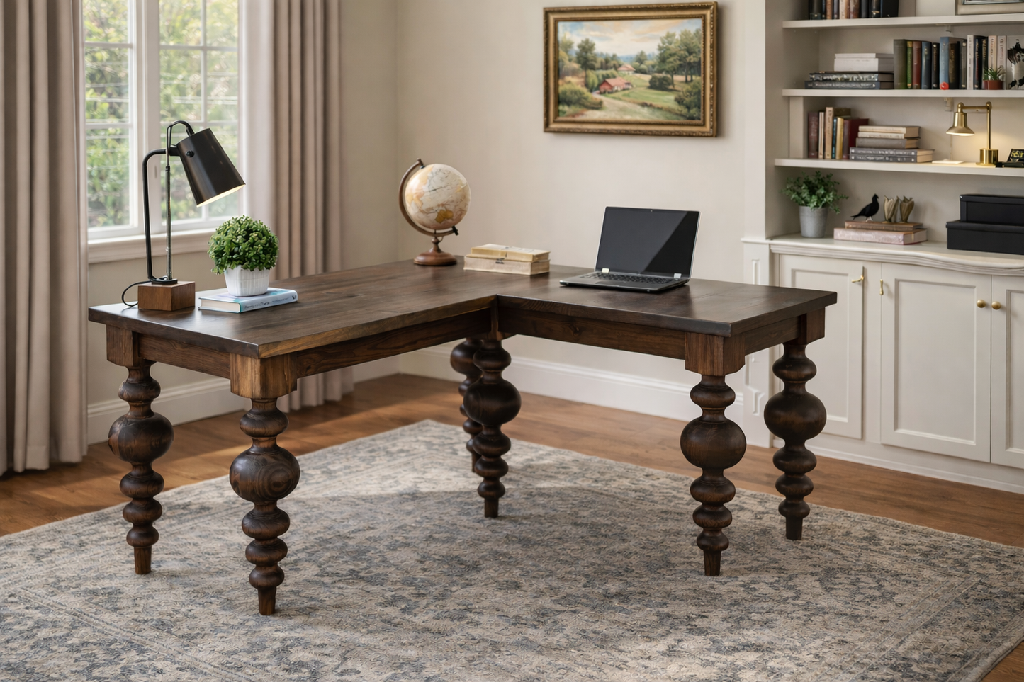 Solid Wood L Shape Desk – Custom Handcrafted Executive Corner Desk - Arden - Made in Texas