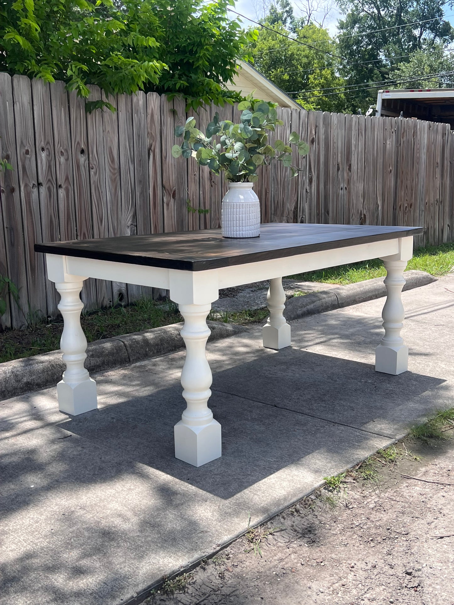 Chateau Farmhouse Dining Table – Handcrafted Solid Wood with Turned Legs