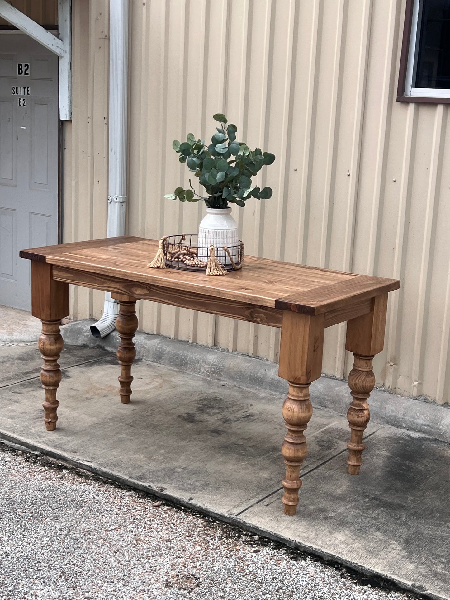 Handcrafted Solid Wood Kitchen Island with Turned Legs - Dasha