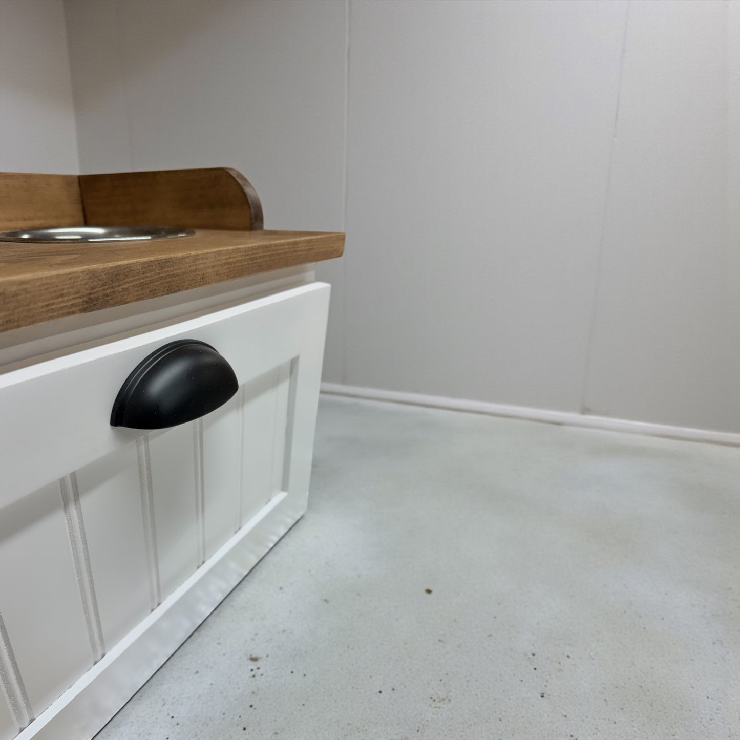 Raised Dog Feeding Station with Storage Drawer - Farmhouse Style - Handcrafted